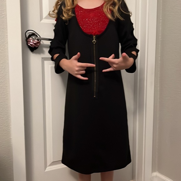 SEXY BLACK ⚫️COLD SHOULDER 👗 LOW CUT DRESS 💜 ZIPPERED LARGE - Picture 8 of 12